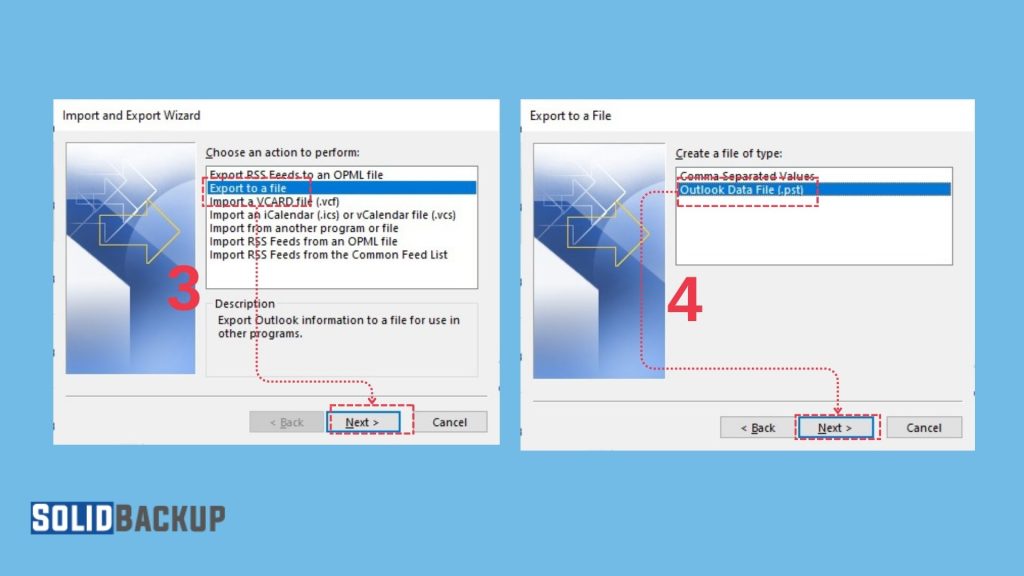 Outlook Backup to PST file